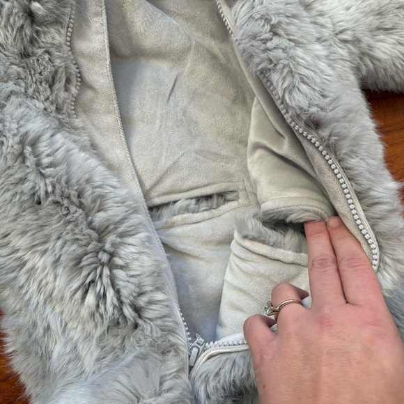 Restoration Hardware RH Baby Infant Luxe Fur Faux Grey Bunting Suit Warm 6 Month - Picture 5 of 11